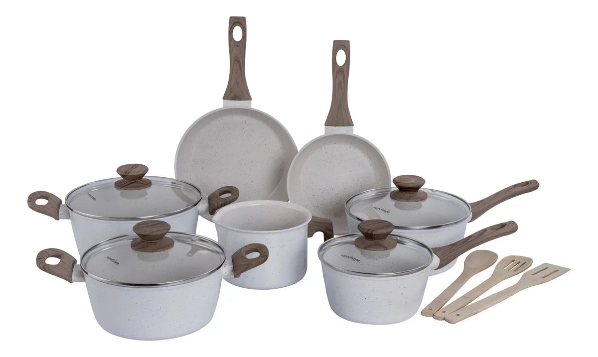 Jogo de panelas de cozinha Mimo Style Cook Fundo de Tripla Indução com 10 peças de alumínio