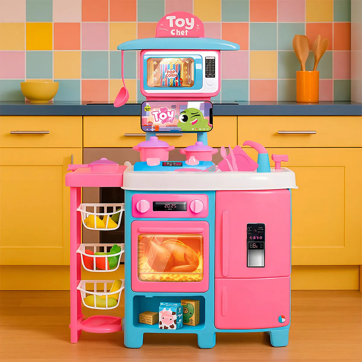 Cozinha Infantil Completa Mega Toy Chef Sai Água E Talheres