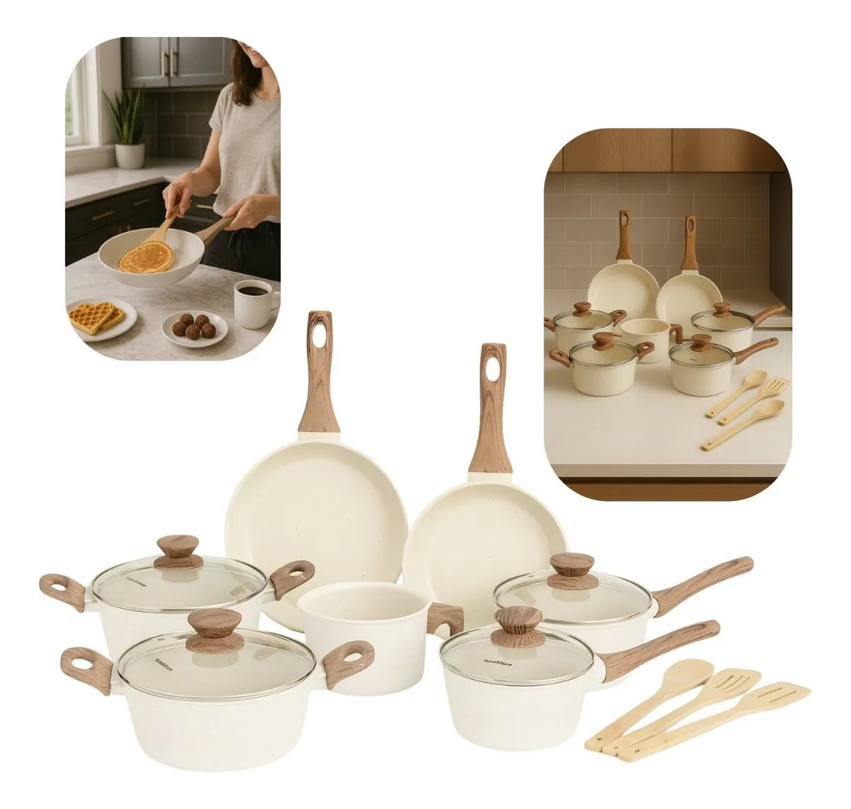 Jogo de panelas de cozinha Mimo Style Cook Fundo de Tripla Indução com 10 peças de alumínio