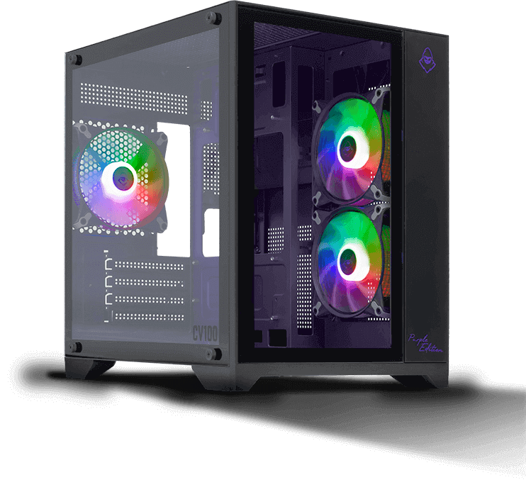 Gabinete Gamer Mancer CV100 Purple Edition, Mid-Tower, Lateral De Vidro, Com 3 Fans, Preto, MCR-CV100-PEB