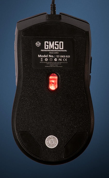 Mouse Gamer TGT GM50, Rainbow, 3600DPI, 6 Botoes, Preto, TGT-GM50-BL01