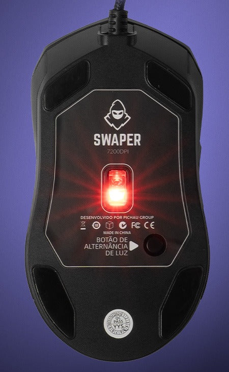 Mouse Gamer Mancer Swaper, RGB, 7200DPI, 5 Botoes, Preto, MCR-SWPR-BL01