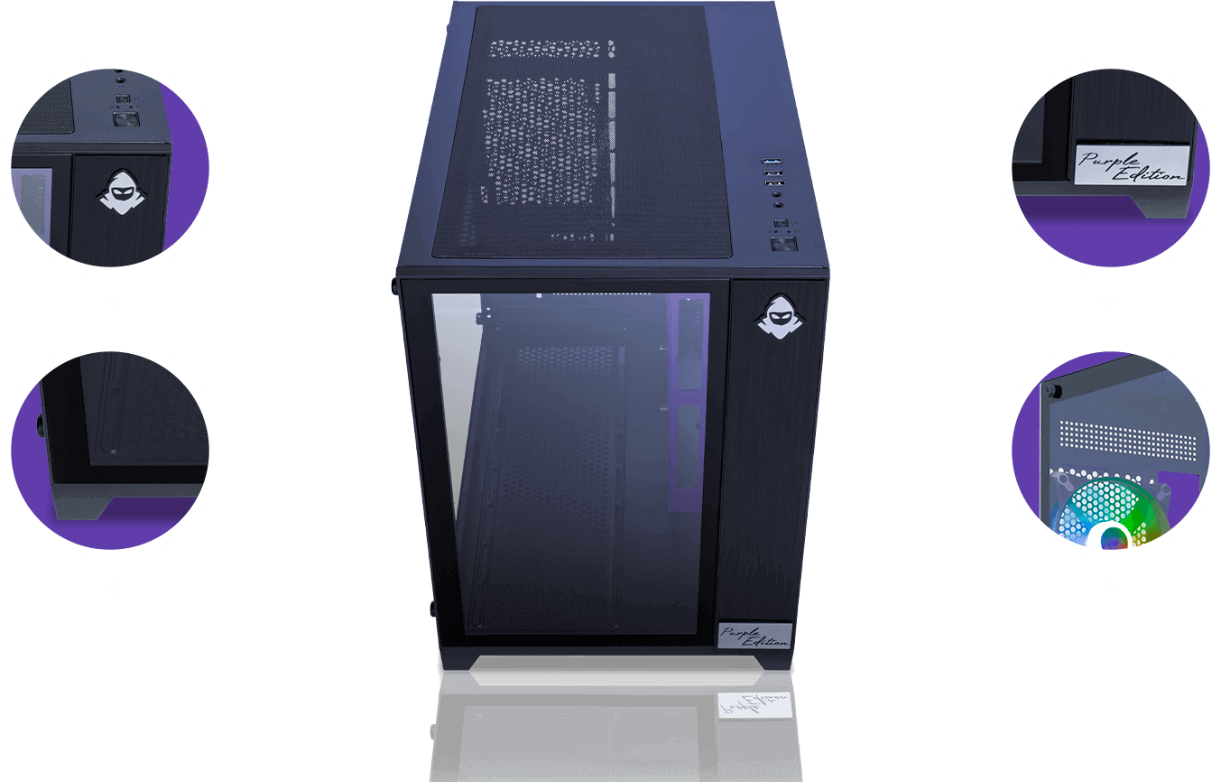 Gabinete Gamer Mancer CV100 Purple Edition, Mid-Tower, Lateral De Vidro, Com 3 Fans, Preto, MCR-CV100-PEB