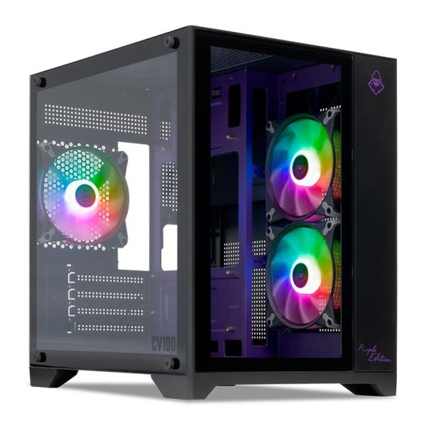 Gabinete Gamer Mancer CV100 Purple Edition, Mid-Tower, Lateral De Vidro, Com 3 Fans, Preto, MCR-CV100-PEB