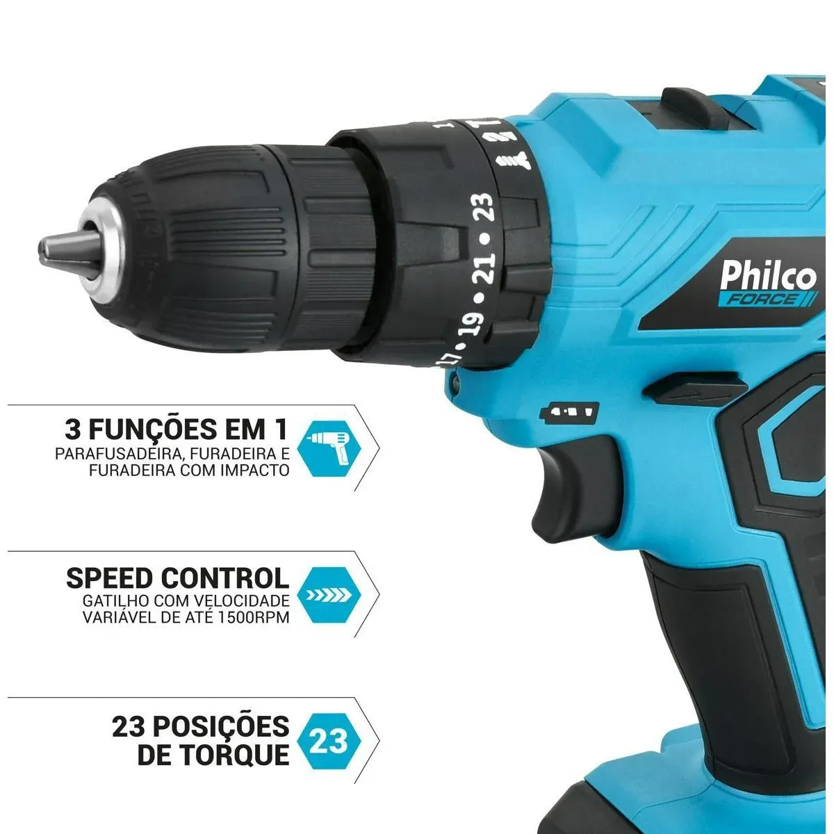 Parafusadeira Philco Force PPF120 3 em 1 1500RPM