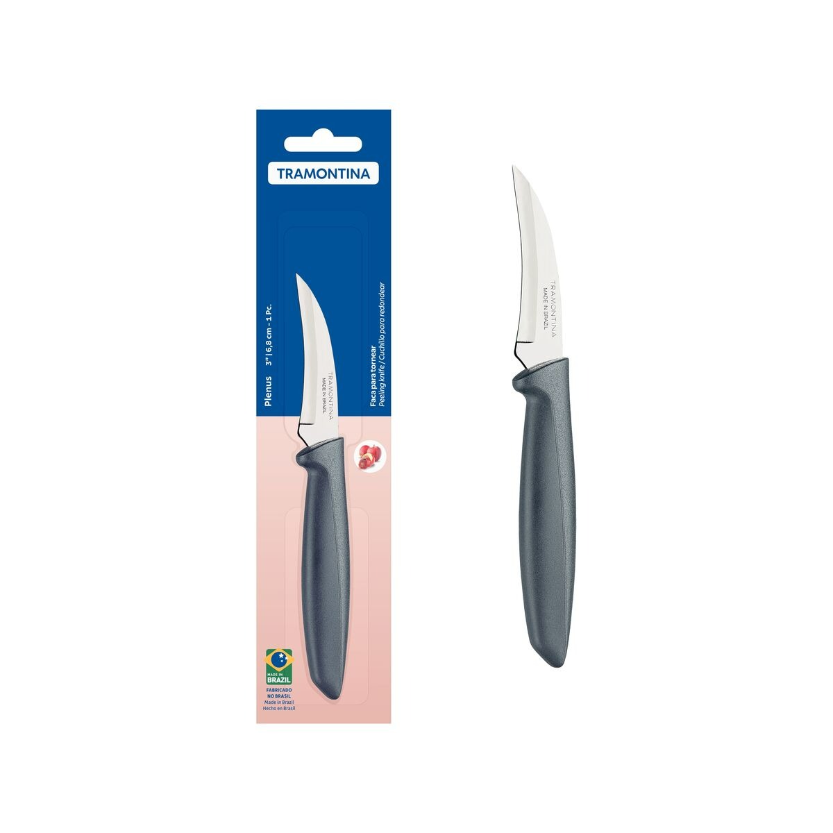 Faca para Tornear Tramontina Plenus com Lâmina em Aço Inox e Cabo de Polipropileno Cores"