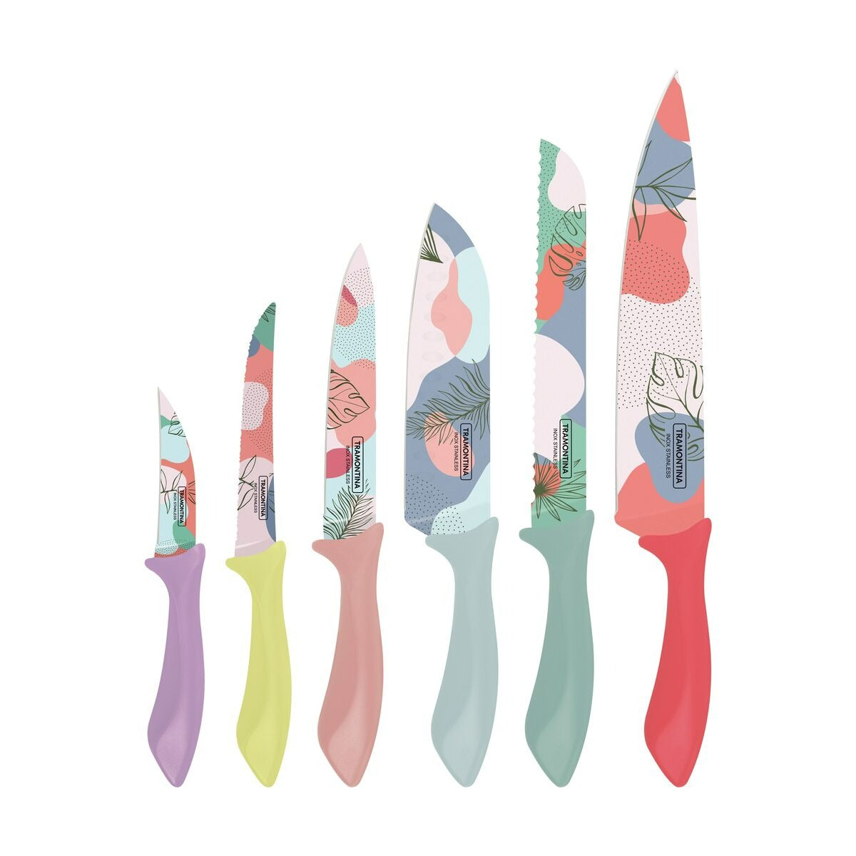 Jogo de Facas Tramontina Colorcut com Lâminas em Aço Inox e Cabos de Polipropileno Colorido 06 Peças