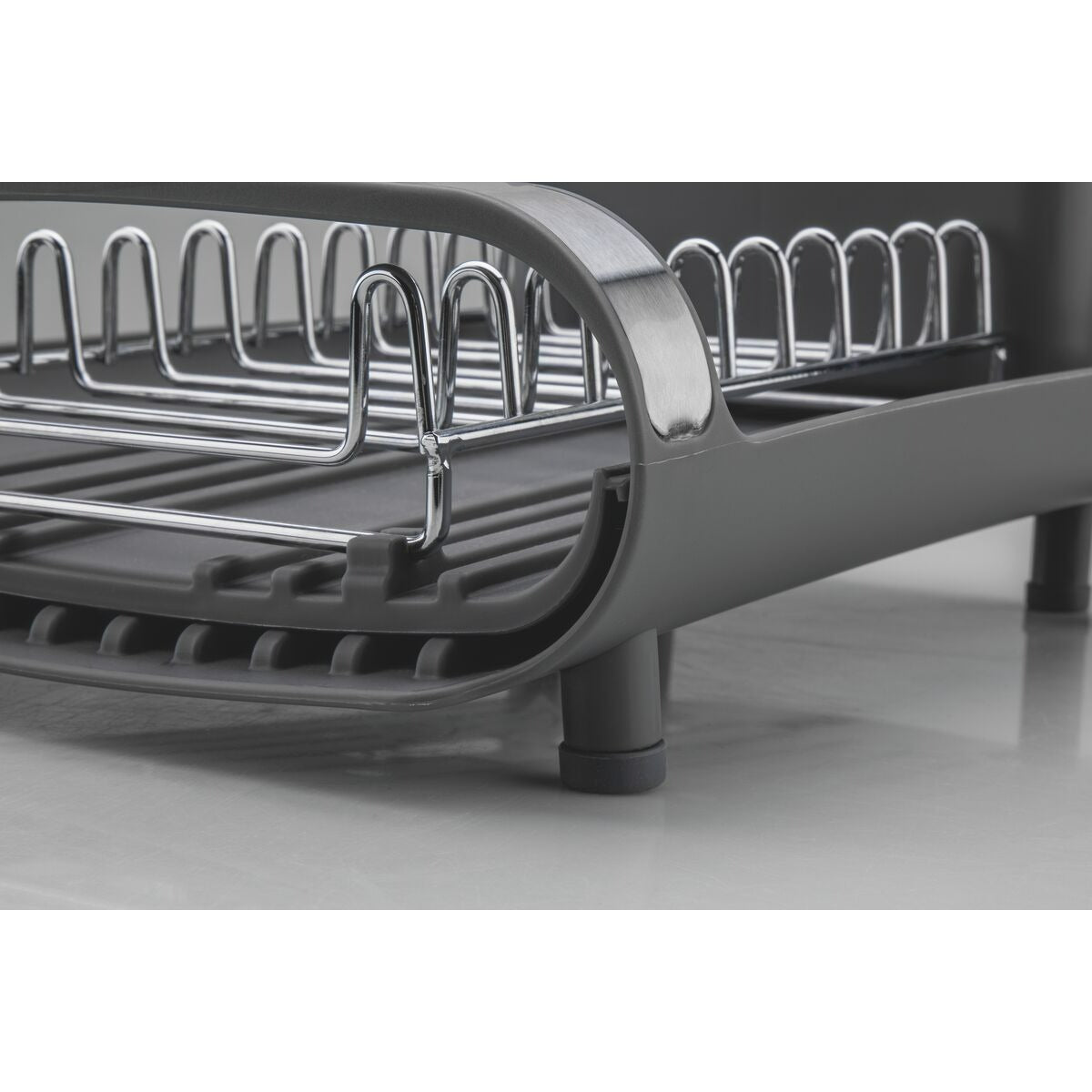 Escorredor de Louça míni Tramontina Plurale em Aço Inox com Secador e Porta Talheres Grafite