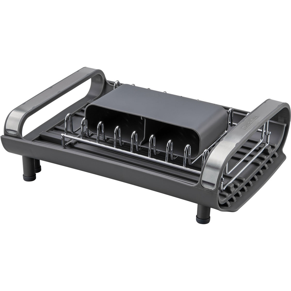 Escorredor de Louça míni Tramontina Plurale em Aço Inox com Secador e Porta Talheres Grafite