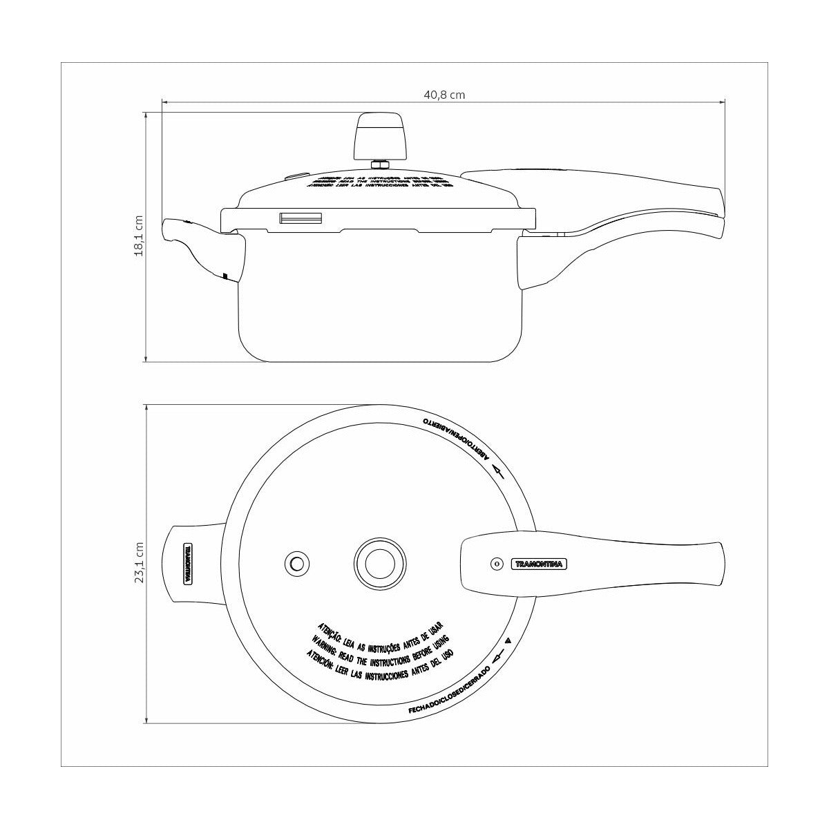 Panela de Pressão Tramontina Vancouver em Alumínio com Revestimento Interno e Externo Antiaderente Starflon Max Preto / Vermelho20 cm 3 L