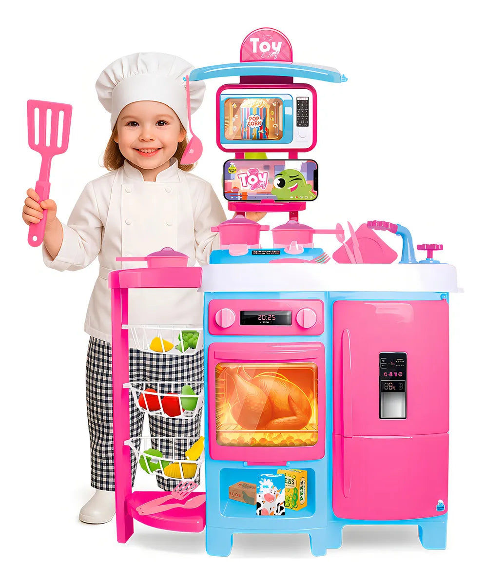 Cozinha Infantil Completa Mega Toy Chef Sai Água E Talheres