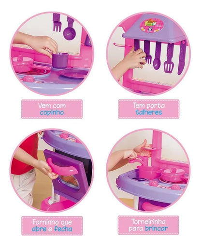 Cozinha Infantil Completa Play Time Cotiplás Azul e Rosa