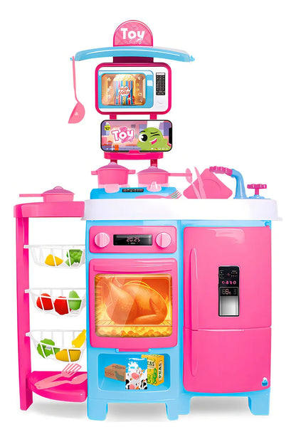 Cozinha Infantil Completa Mega Toy Chef Sai Água E Talheres