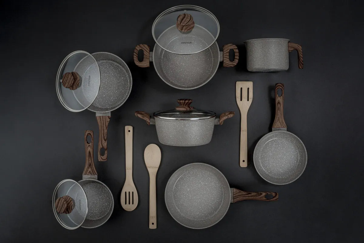 Jogo de panelas de cozinha Mimo Style Cook Fundo de Tripla Indução com 10 peças de alumínio