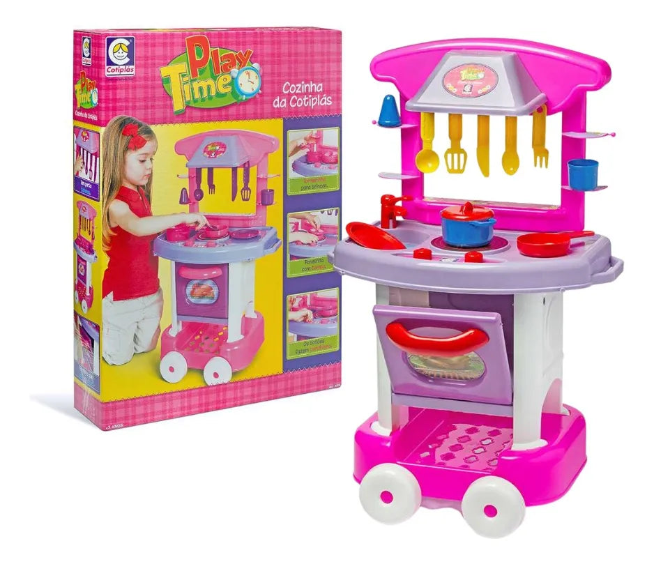 Cozinha Infantil Completa Play Time Cotiplás Azul e Rosa