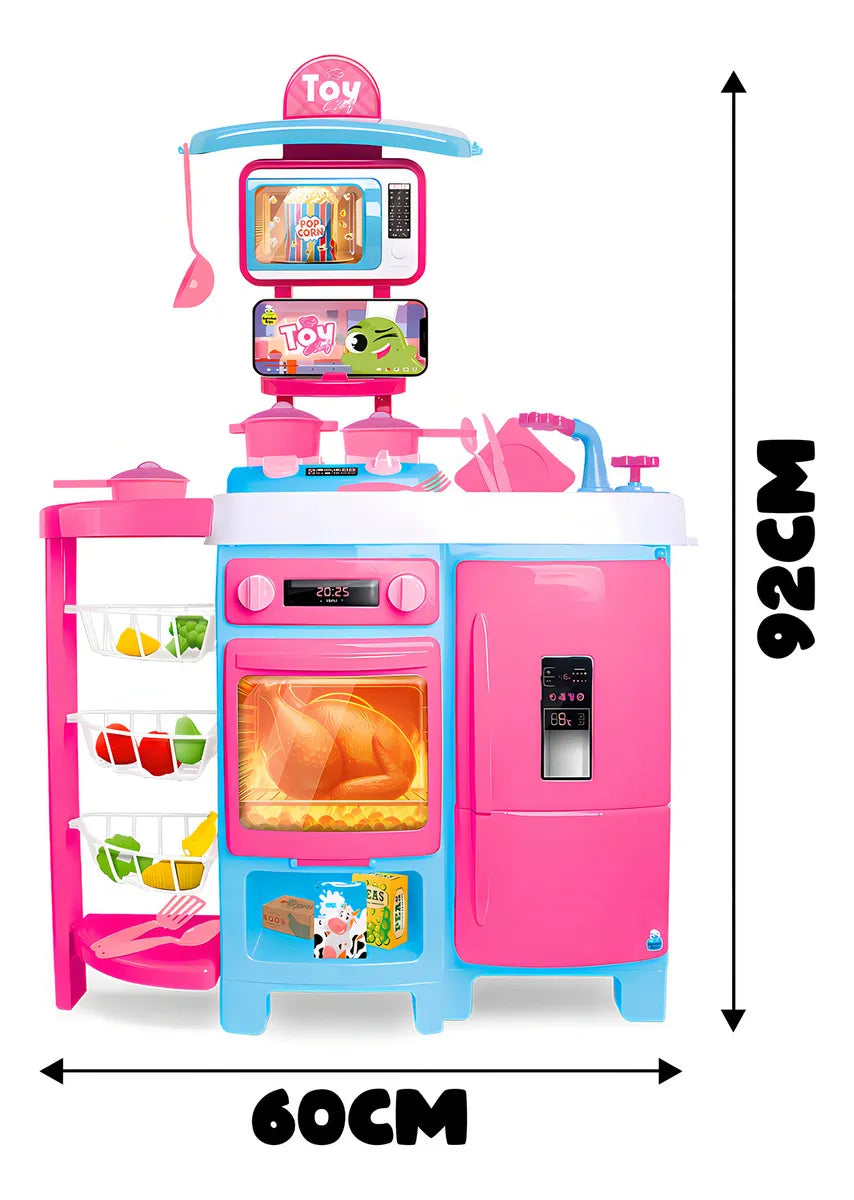 Cozinha Infantil Completa Mega Toy Chef Sai Água E Talheres