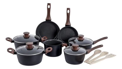 Jogo de panelas de cozinha Mimo Style Cook Fundo de Tripla Indução com 10 peças de alumínio