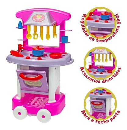 Cozinha Infantil Completa Play Time Cotiplás Azul e Rosa