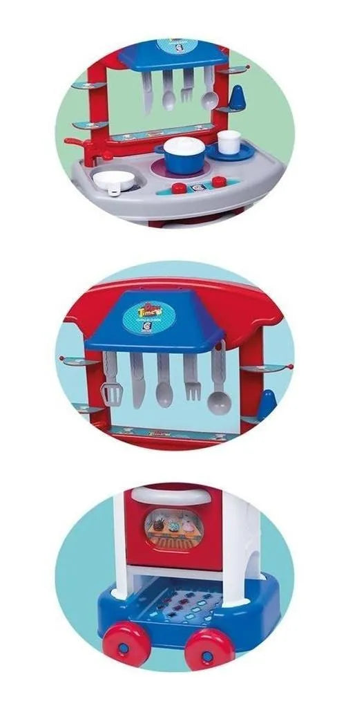 Cozinha Infantil Completa Play Time Cotiplás Azul e Rosa