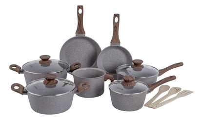 Jogo de panelas de cozinha Mimo Style Cook Fundo de Tripla Indução com 10 peças de alumínio