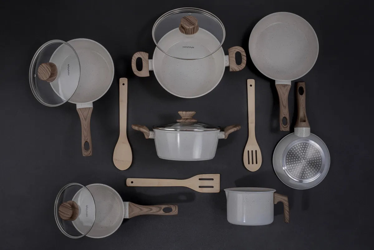 Jogo de panelas de cozinha Mimo Style Cook Fundo de Tripla Indução com 10 peças de alumínio