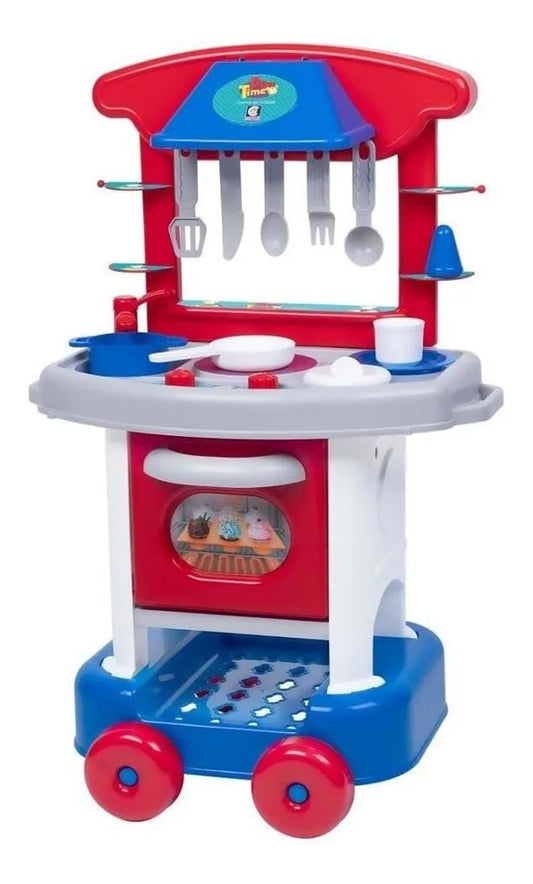 Cozinha Infantil Completa Play Time Cotiplás Azul e Rosa