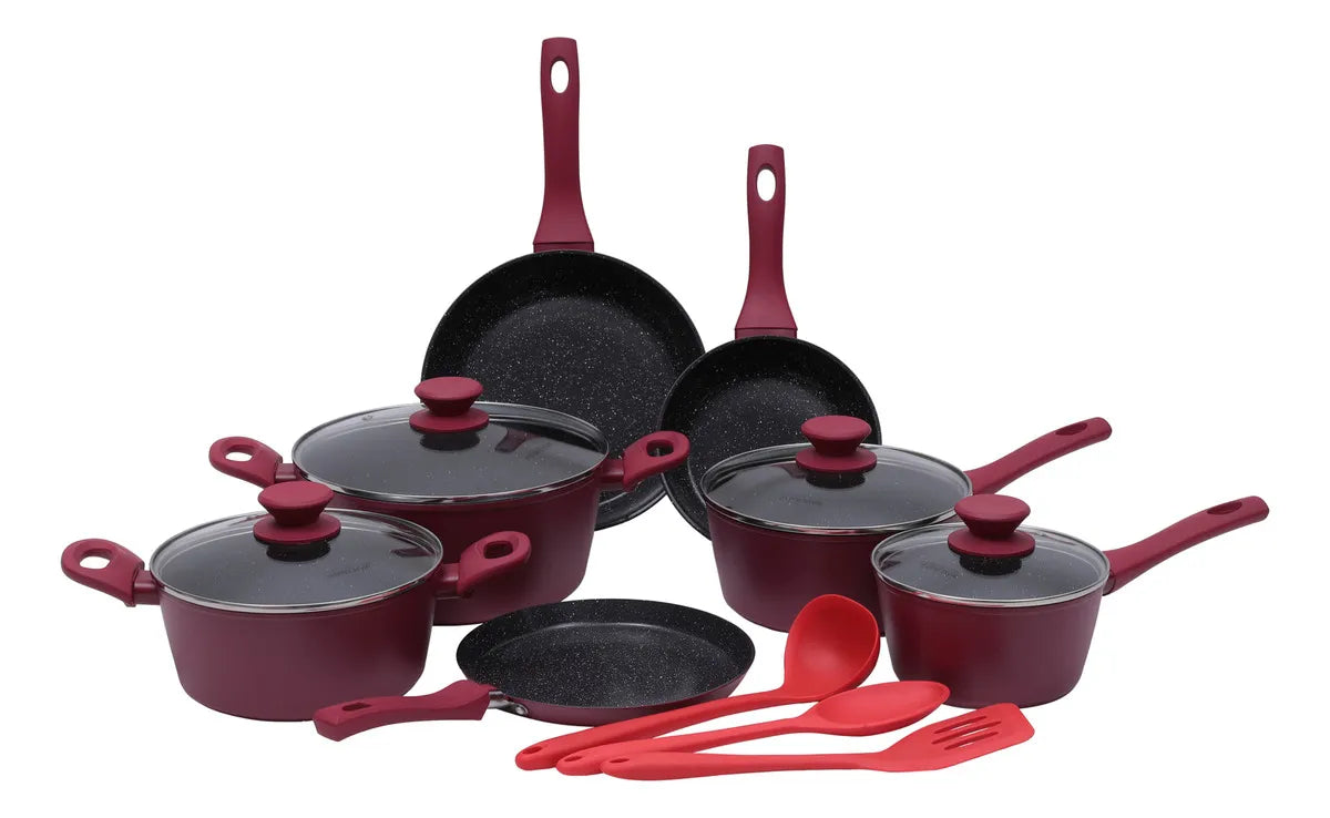 Jogo de panelas de cozinha Mimo Style Cook Fundo de Tripla Indução com 10 peças de alumínio