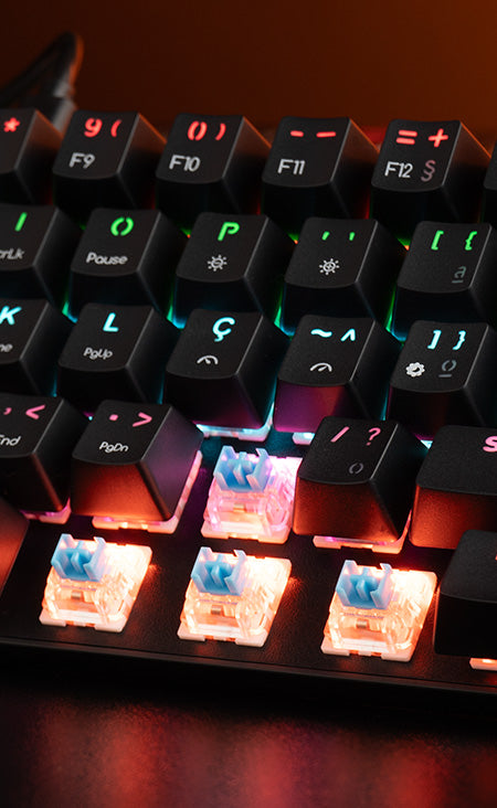 Teclado Mecanico Gamer TGT Sherman Compacto, Rainbow, ABNT2, Switch Azul, Preto, TGT-SHTKL-RBW01