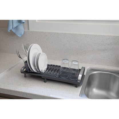 Escorredor de Louça míni Tramontina Plurale em Aço Inox com Secador e Porta Talheres Grafite