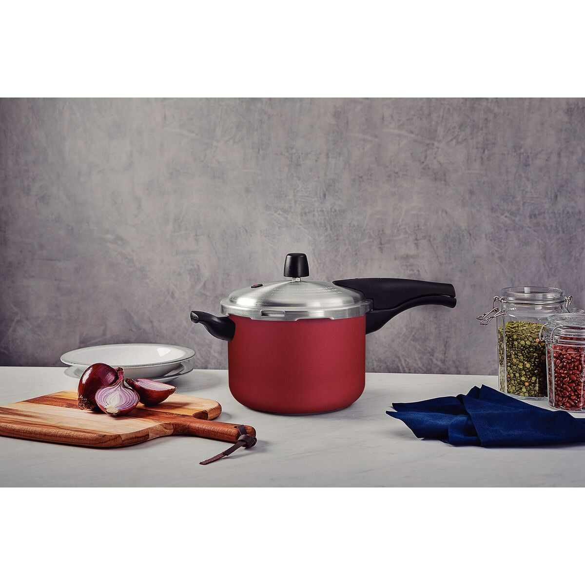 Panela de Pressão Tramontina Vancouver Effect em Alumínio com Revestimento Interno e Externo em Antiaderente Starflon Max Vermelho 20 cm 4,5 L