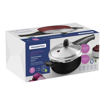 Panela de Pressão Tramontina Vancouver em Alumínio com Revestimento Interno e Externo Antiaderente Starflon Max Preto / Vermelho20 cm 3 L