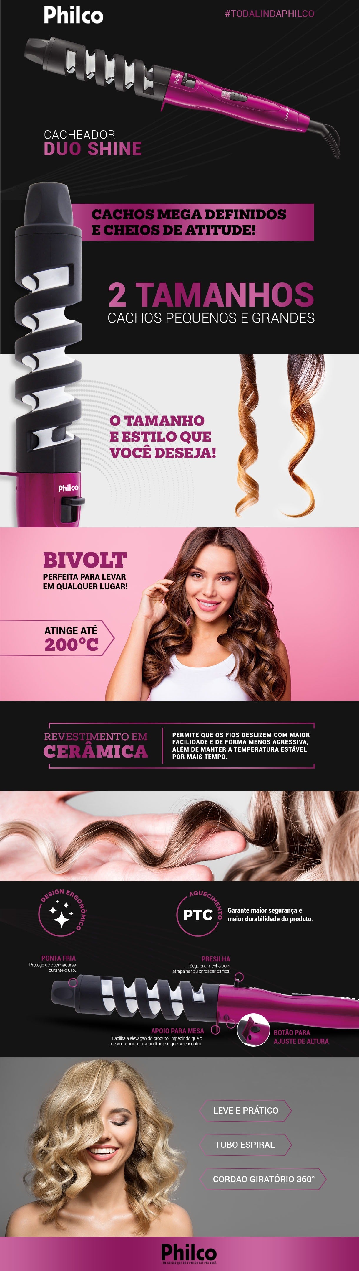 Cacheador Philco Duo Shine Rosa