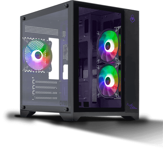 Gabinete Gamer Mancer CV100 Purple Edition, Mid-Tower, Lateral De Vidro, Com 3 Fans, Preto, MCR-CV100-PEB