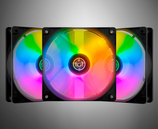 Kit Ventoinhas TGT Striker, Rainbow, 3x120mm, TGT-STK3-BLRBW