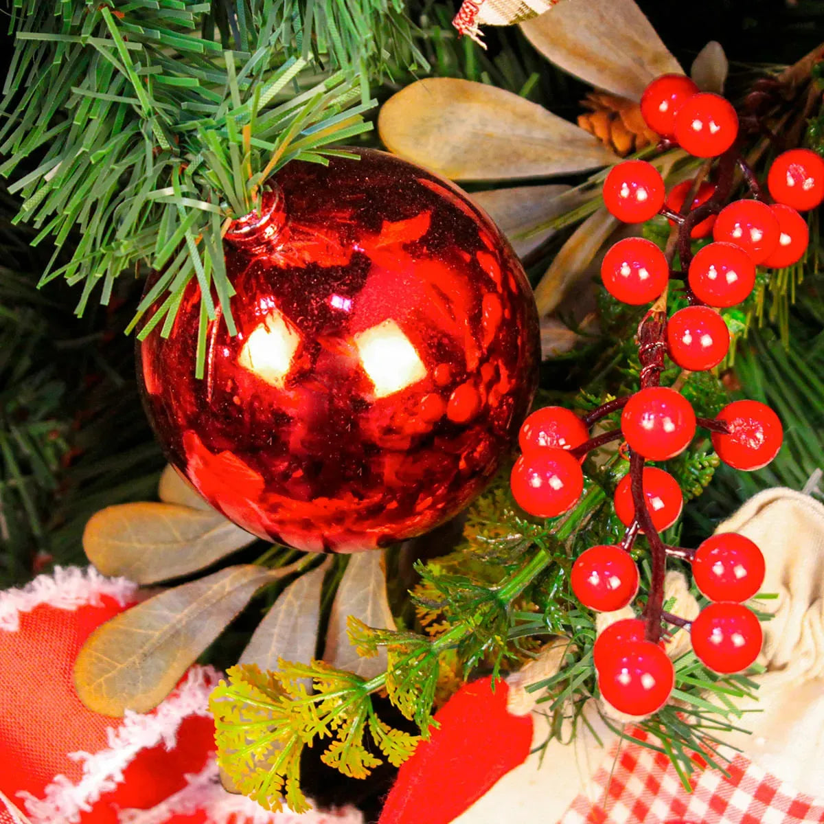 Kit Decoração para Árvore de Natal Rústico 150cm Merita 15/150