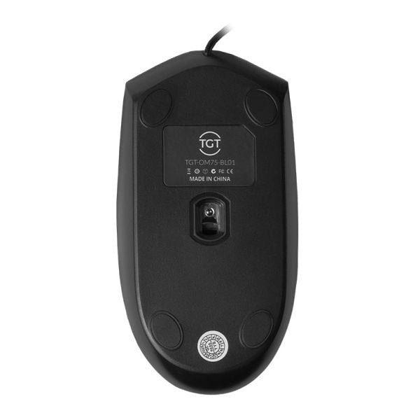 Mouse Office TGT OM75, 1200DPI, 3 Botoes, Preto, TGT-OM75-BL01