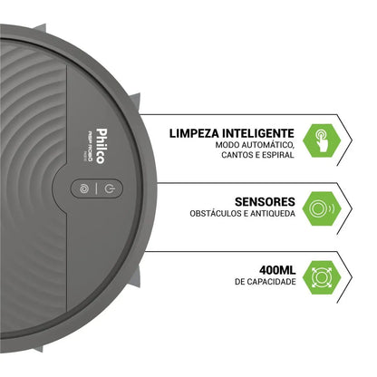 Aspirador Robô Philco Função MOP Seco Antiqueda PASE10