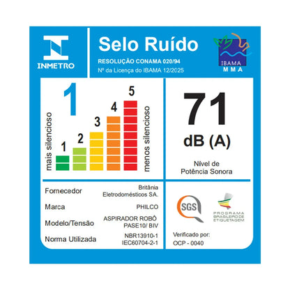 Aspirador Robô Philco Função MOP Seco Antiqueda PASE10