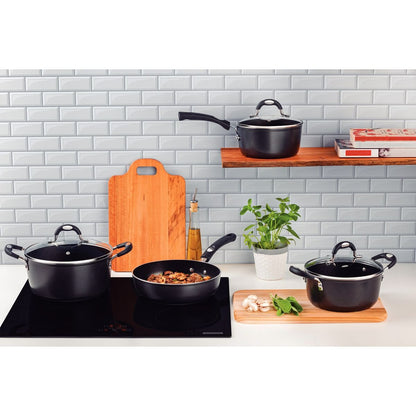 Jogo de Panelas Tramontina Mônaco Induction em Alumínio com Revestimento Interno Antiaderente Starflon Premium e Externo Siliconado Vermelho 4 Peças