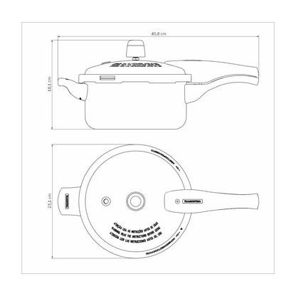 Panela de Pressão Tramontina Vancouver em Alumínio com Revestimento Interno e Externo Antiaderente Starflon Max Preto / Vermelho20 cm 3 L